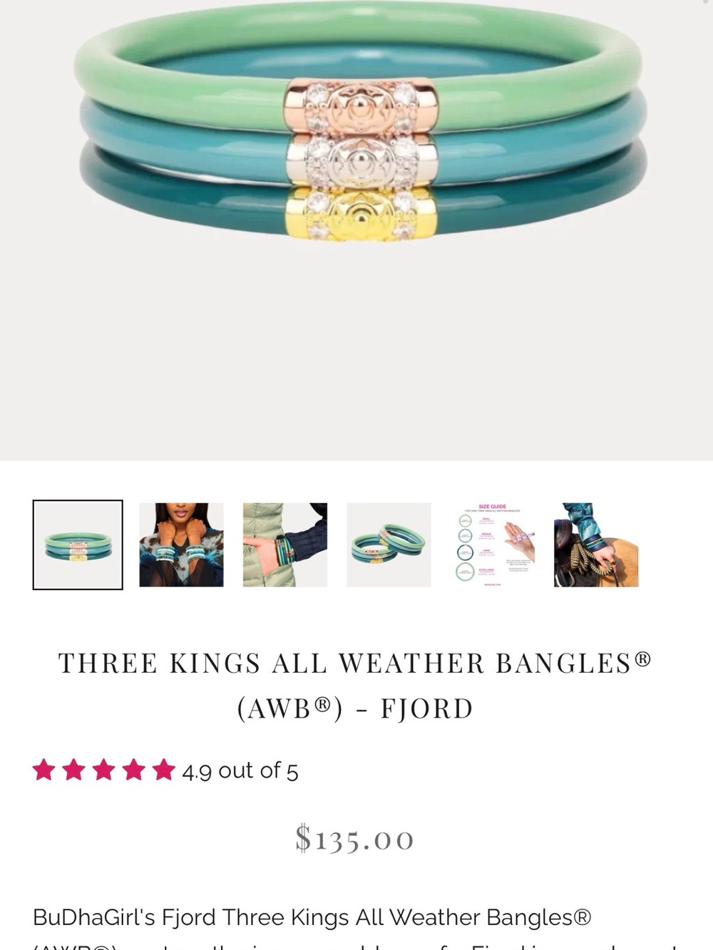 Bundle of BuDhaGirl Fjord & Oro Three Kings All Weather Bangles (6) size L